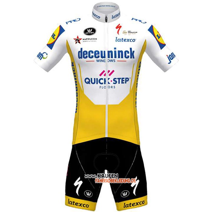 Deceuninck Quick Step Kurzarmtrikot 2020 und Kurze Tragerhose Wei Gelb